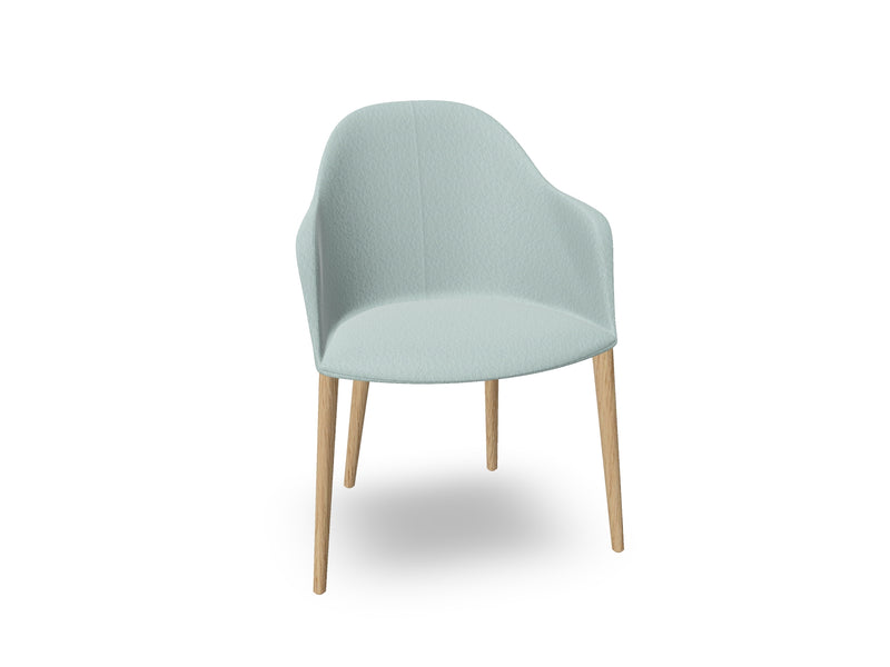 Cila Fully Upholstered Armchair with Timber Oak Four-leg Base