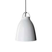 Caravaggio High Gloss Suspension Lamp hanging lamps Fritz Hansen Small (P1) - white shade - 118" L grey textile cord 