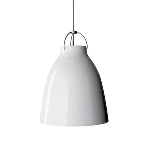 Caravaggio High Gloss Suspension Lamp hanging lamps Fritz Hansen Medium (P2) - white shade - 118" L grey textile cord + $150.00 