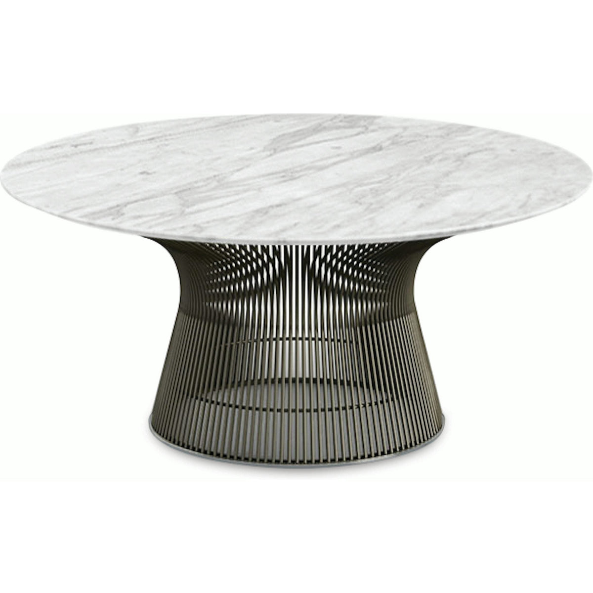 Platner Bronze 36&quot; Coffee Table Coffee Tables Knoll Polished Finish Carrara Marble Top: White-grey 