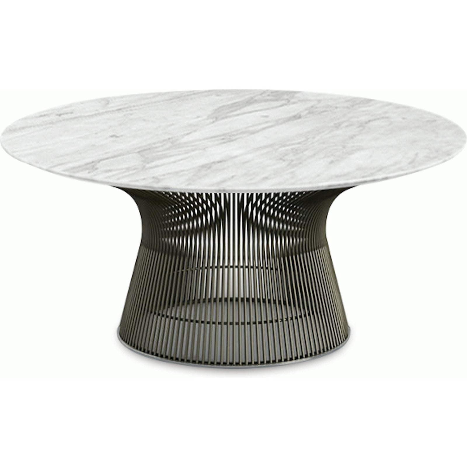 Platner Bronze 36" Coffee Table Coffee Tables Knoll Polished Finish Carrara Marble Top: White-grey 