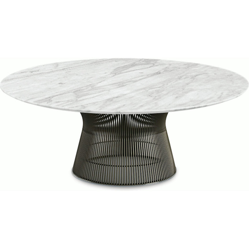 Platner Bronze 42" Coffee Table Coffee Tables Knoll Polished Finish Carrara Marble Top: White-grey 