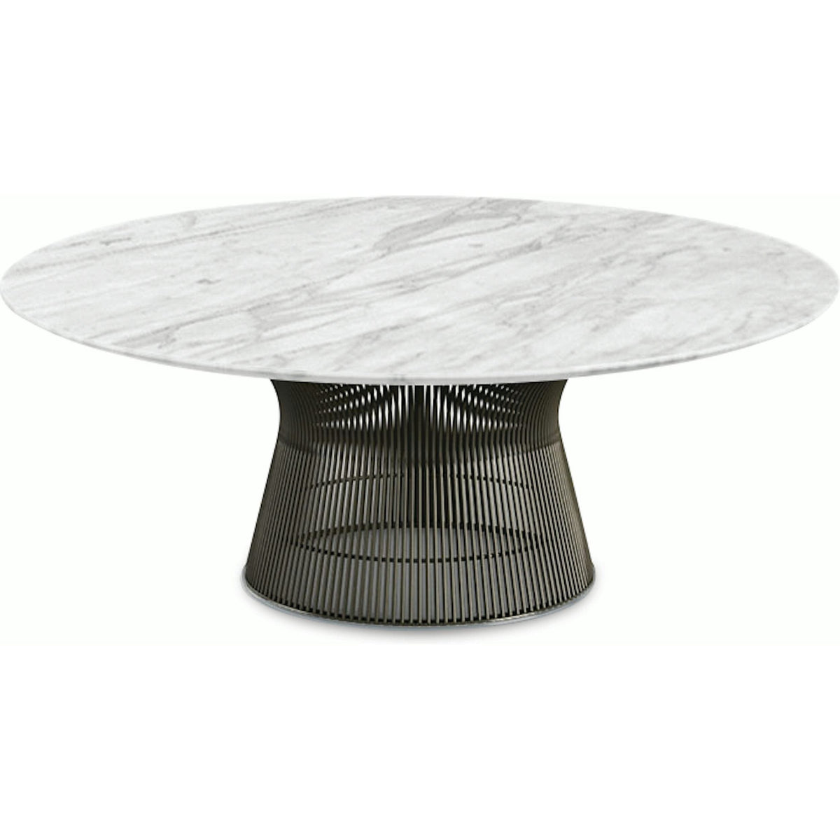 Platner Bronze 42&quot; Coffee Table Coffee Tables Knoll Polished Finish Carrara Marble Top: White-grey 