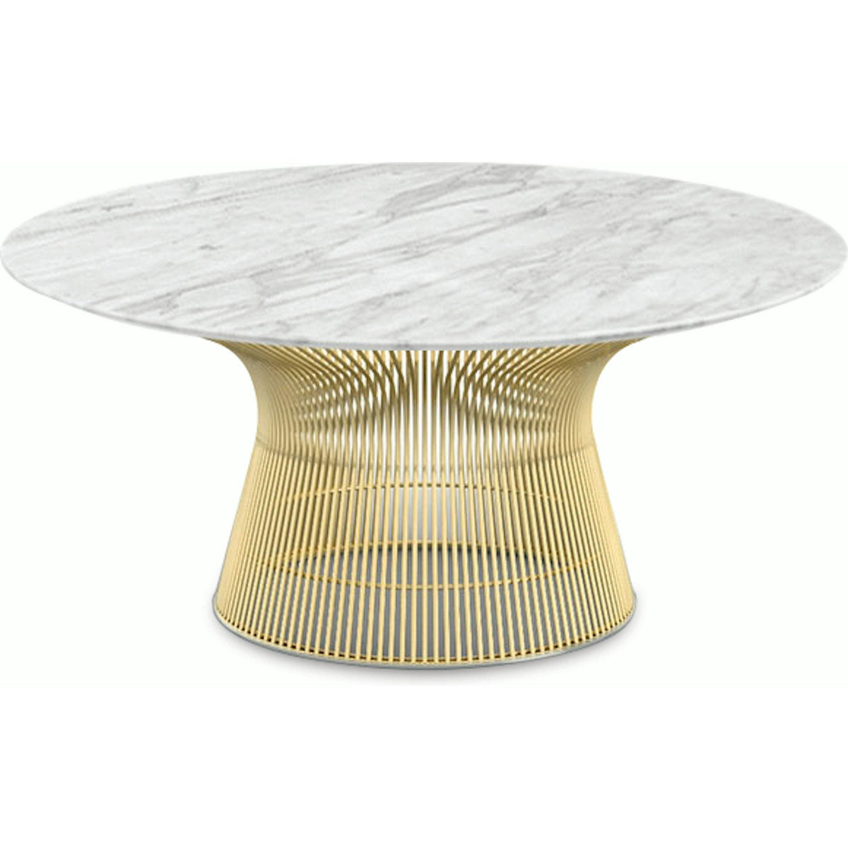 Platner Coffee Table - 36&quot; in Gold Coffee Tables Knoll 18K Gold plated Carrara marble, Polished finish 
