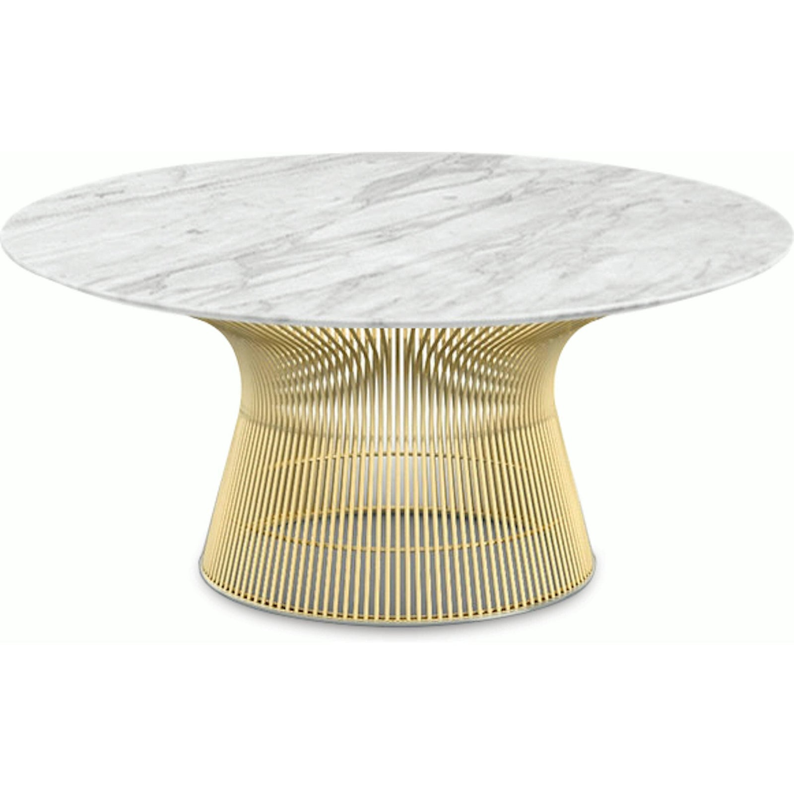 Platner Coffee Table - 36" in Gold Coffee Tables Knoll 18K Gold plated Carrara marble, Polished finish 