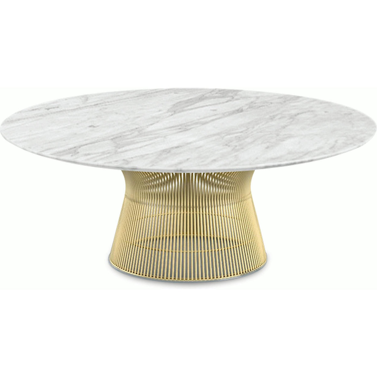 Platner Coffee Table - 42&quot; in Gold Coffee Tables Knoll 18K Gold plated Carrara marble, Polished finish 