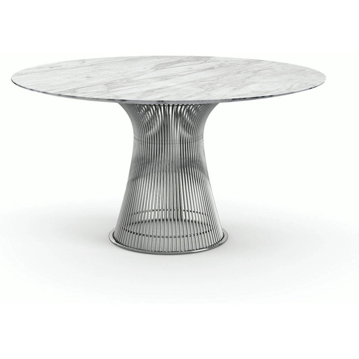 Platner Dining Table - 54 Inch Dining Tables Knoll Polished Nickel Carrara marble, Shiny finish 