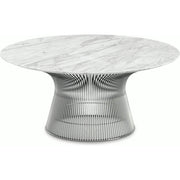 Platner Nickel 36" Coffee Table Coffee Tables Knoll Polished Finish Carrara Marble Top: White-grey 