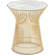 Platner Side Table - Gold side/end table Knoll 18K Gold plated Carrara marble, Shiny finish 