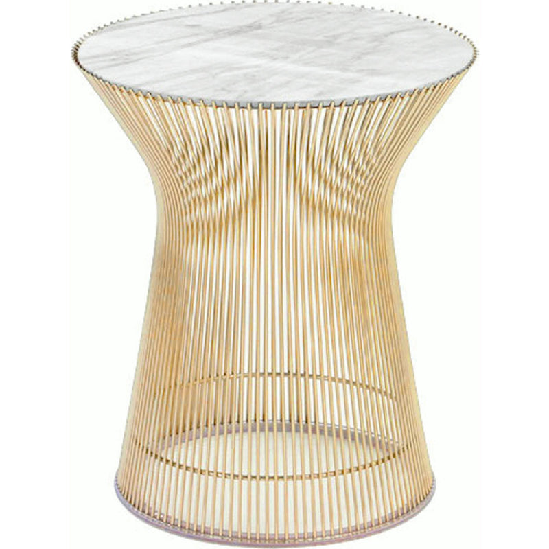 Platner Side Table - Gold side/end table Knoll 18K Gold plated Carrara marble, Shiny finish 