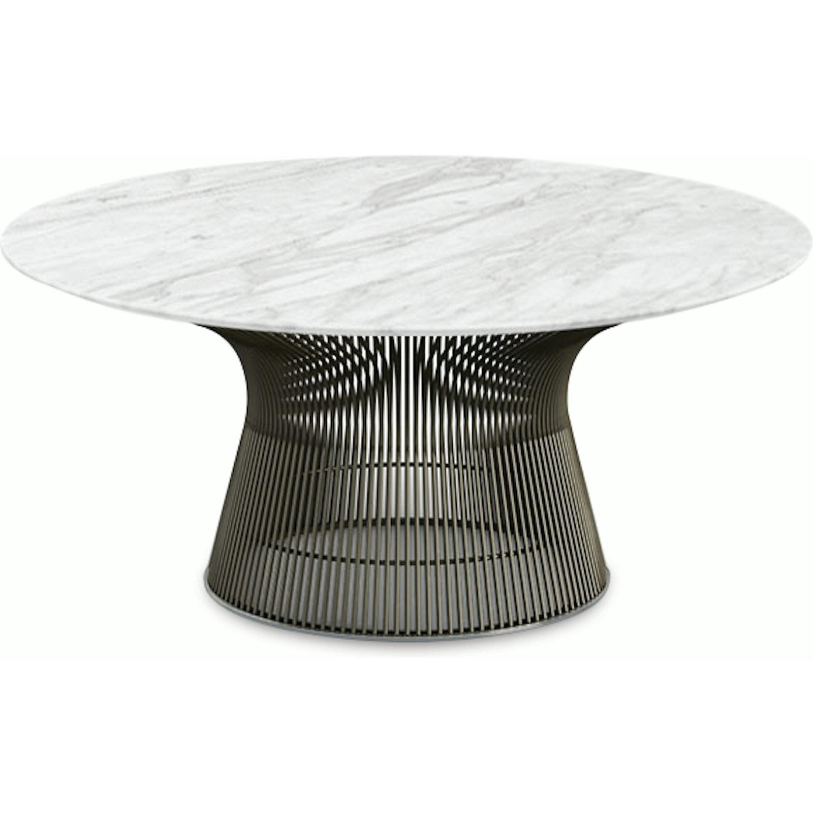 Platner Bronze 36" Coffee Table Coffee Tables Knoll Satin Finish Carrara Marble Top: White-grey 