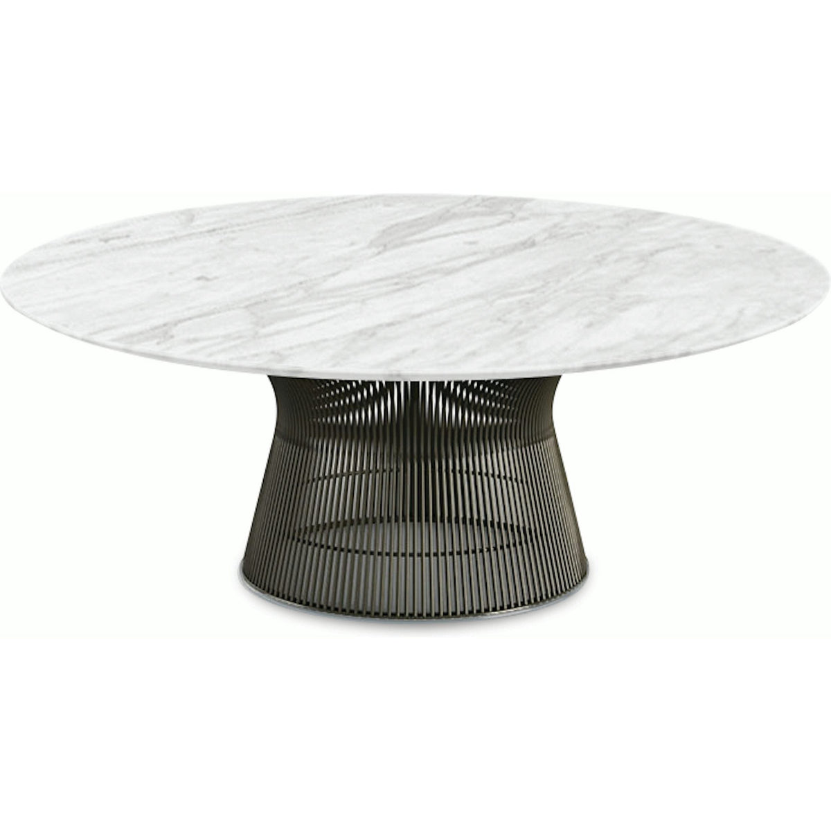 Platner Bronze 42&quot; Coffee Table Coffee Tables Knoll Satin Finish Carrara Marble Top: White-grey 