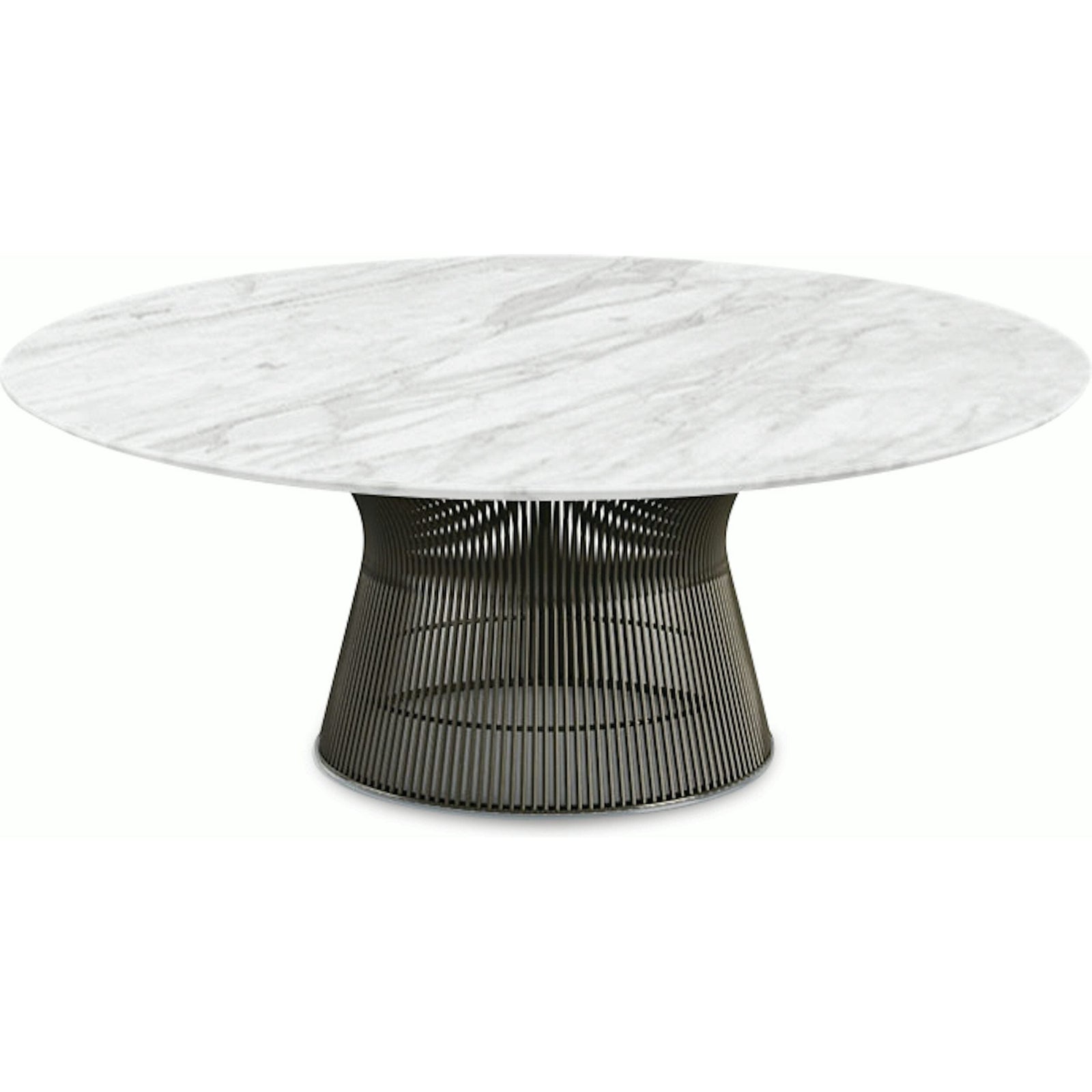 Platner Bronze 42" Coffee Table Coffee Tables Knoll Satin Finish Carrara Marble Top: White-grey 