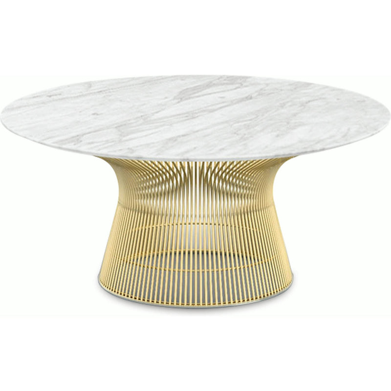 Platner Coffee Table - 36" in Gold Coffee Tables Knoll 18K Gold plated Carrara marble, Satin finish 
