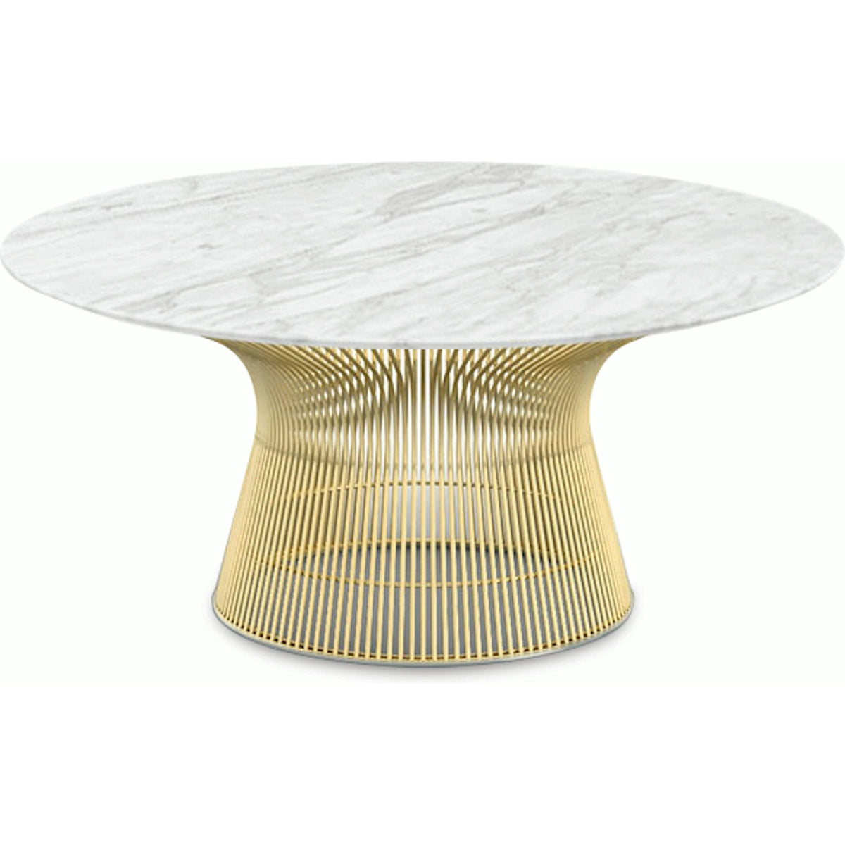 Platner Coffee Table - 36&quot; in Gold Coffee Tables Knoll 18K Gold plated Carrara marble, Satin finish 