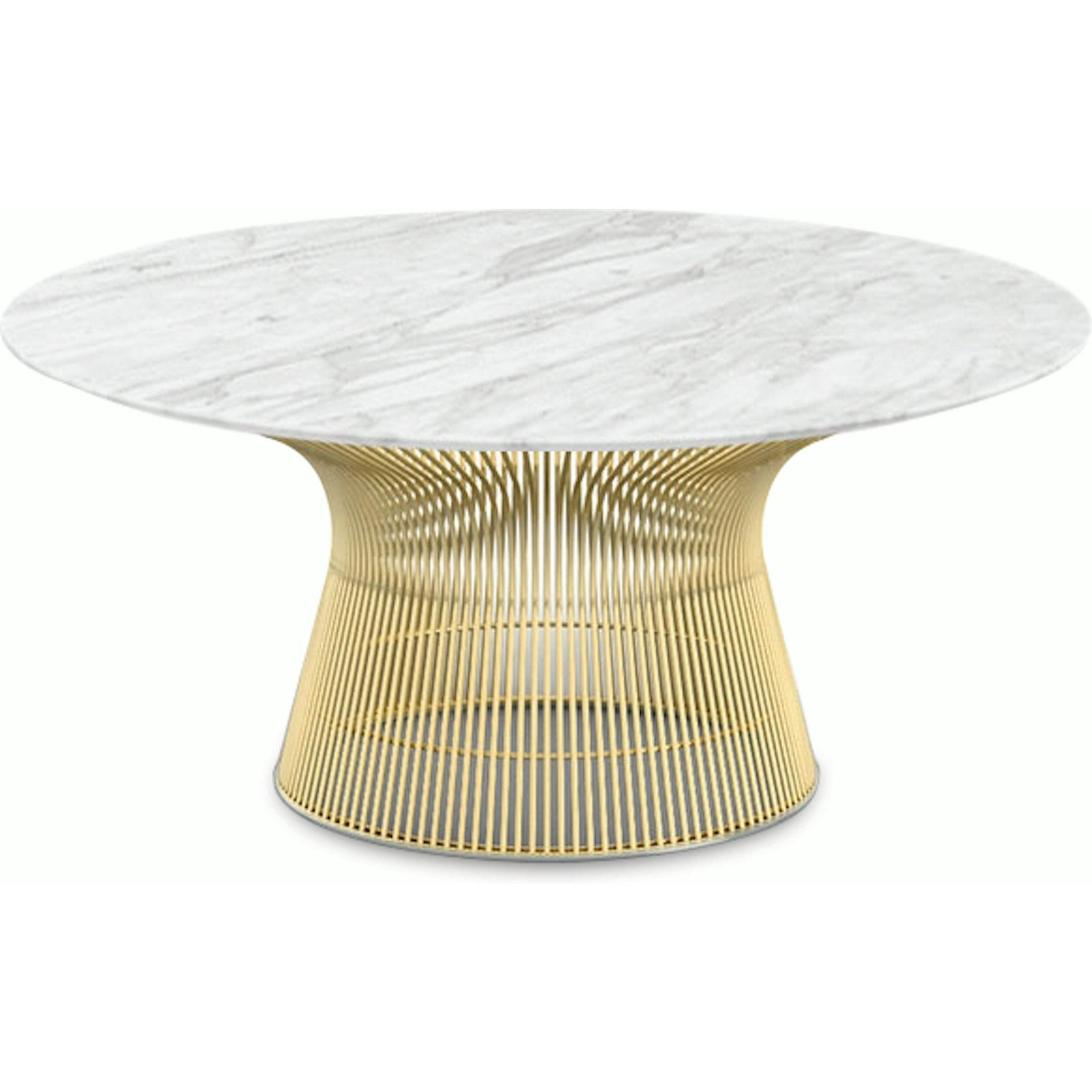 Platner Coffee Table - 36" in Gold Coffee Tables Knoll 18K Gold plated Carrara marble, Satin finish 