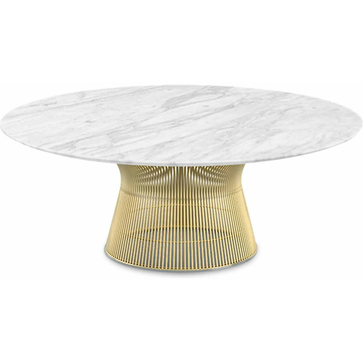Platner Coffee Table - 42&quot; in Gold Coffee Tables Knoll 18K Gold plated Carrara marble, Satin finish 