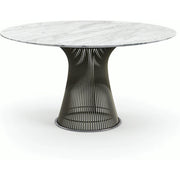 Platner Dining Table - 54 Inch Dining Tables Knoll Metallic Bronze Carrara marble, Satin finish 