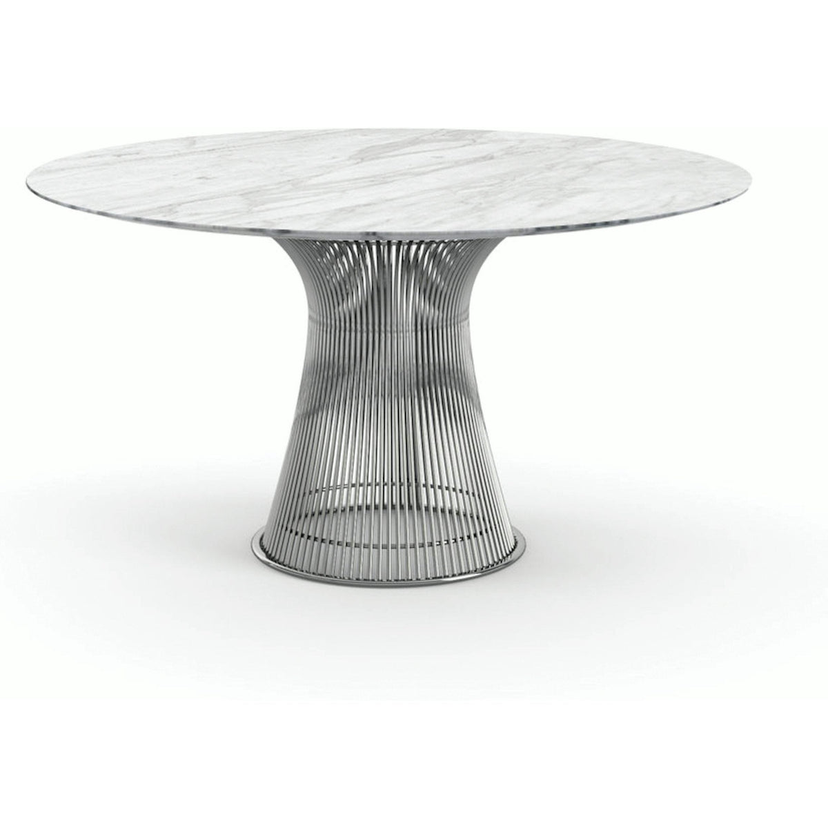 Platner Dining Table - 54 Inch Dining Tables Knoll Polished Nickel Carrara marble, Satin finish 
