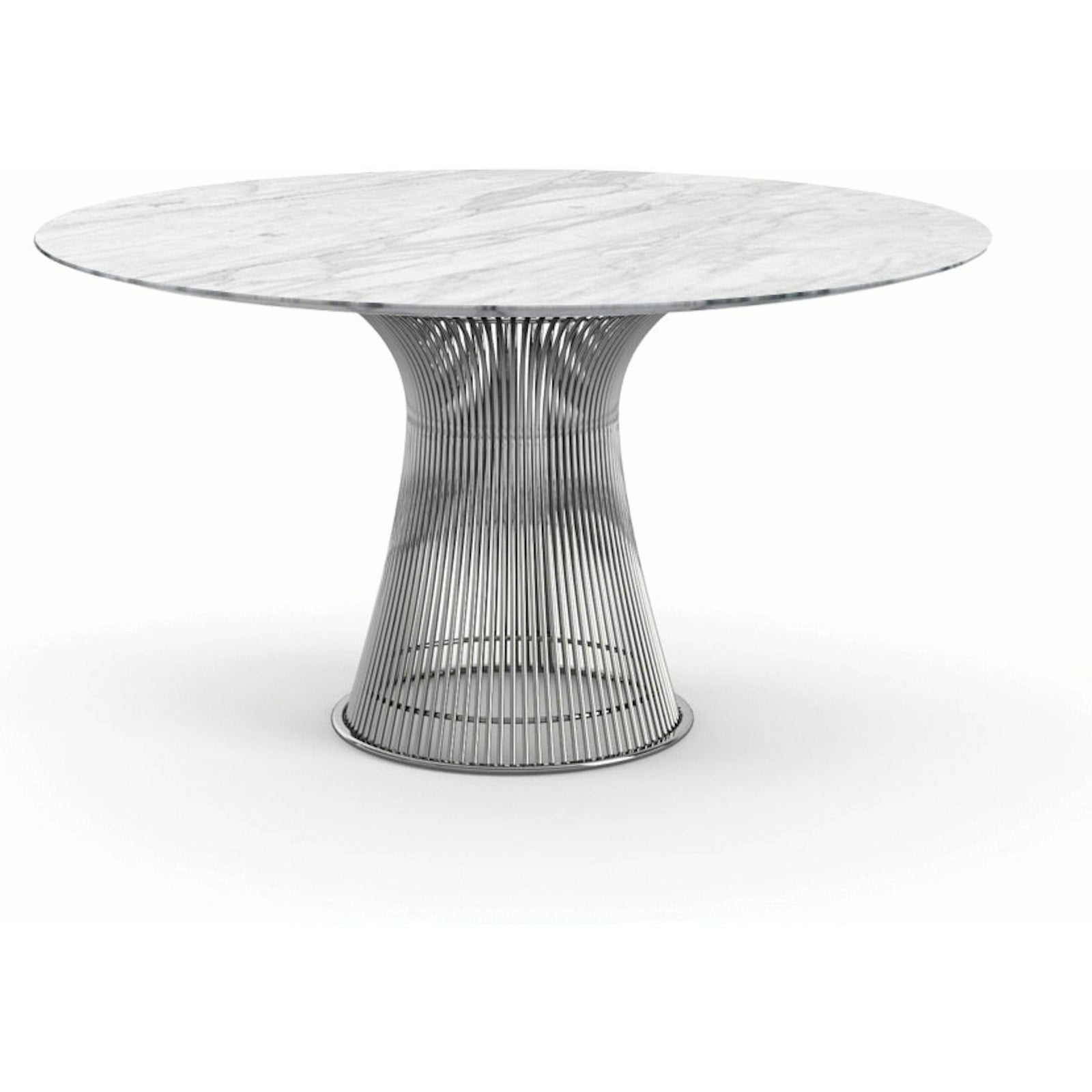 Platner Dining Table - 54 Inch Dining Tables Knoll Polished Nickel Carrara marble, Satin finish 
