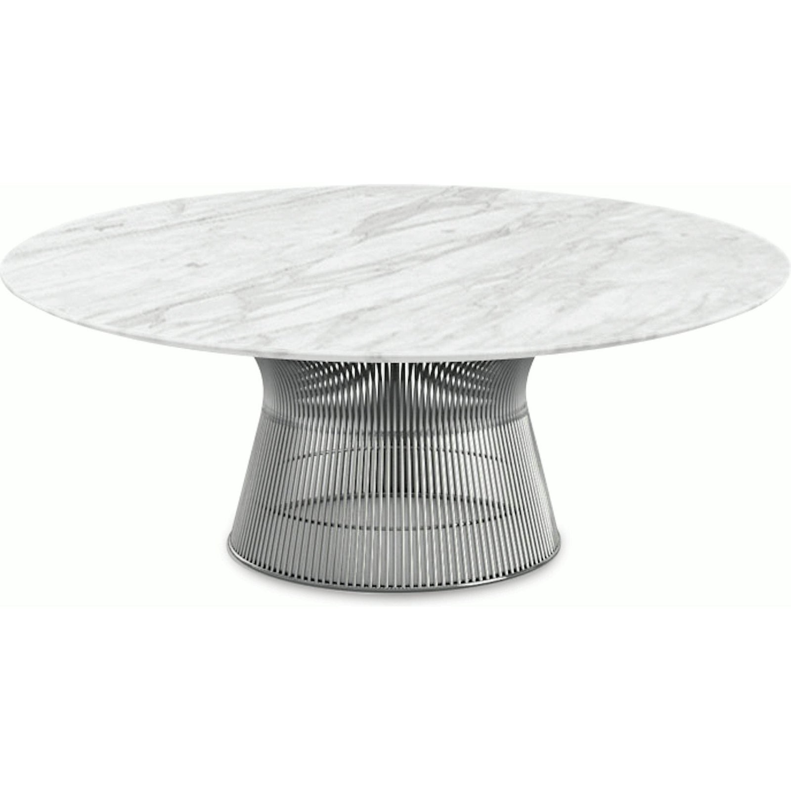 Platner Nickel 42" Coffee Table Coffee Tables Knoll Satin Finish Carrara Marble Top: White-grey 
