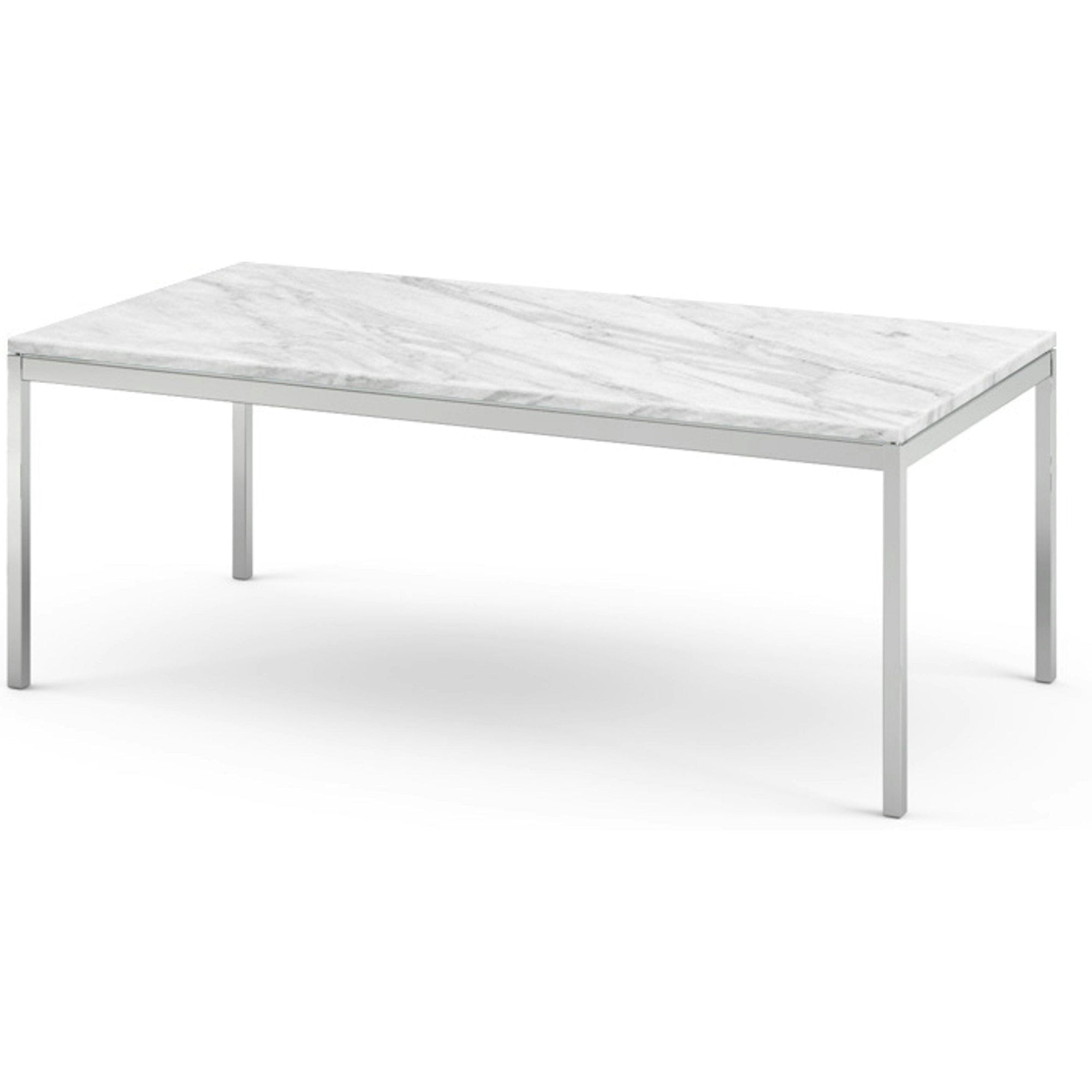 Florence Knoll Rectangular Coffee Table Coffee Tables Knoll polished chrome Carrara marble, Satin finish 