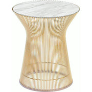 Platner Side Table - Gold side/end table Knoll 18K Gold plated Carrara marble, Satin finish 