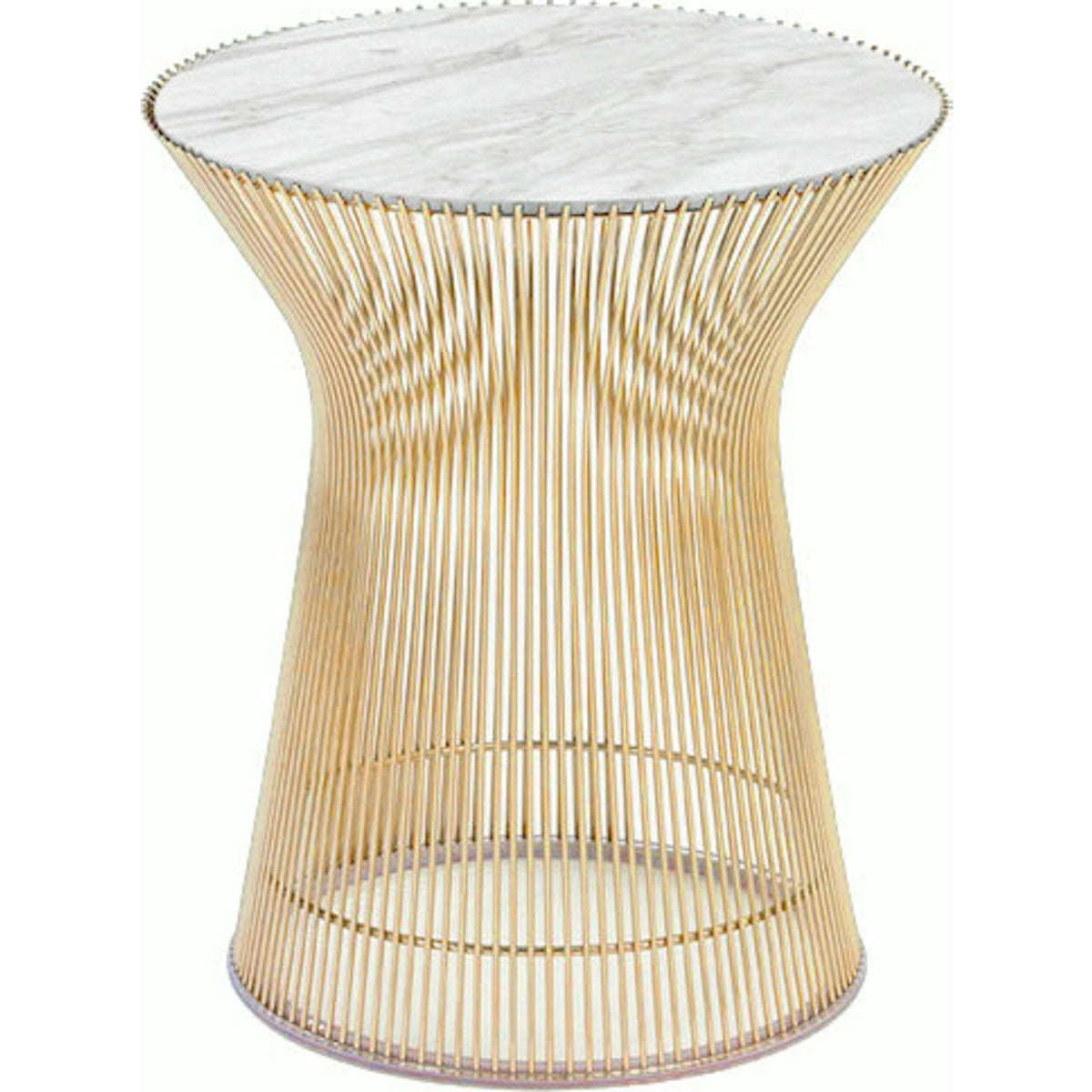 Platner Side Table - Gold side/end table Knoll 18K Gold plated Carrara marble, Satin finish 