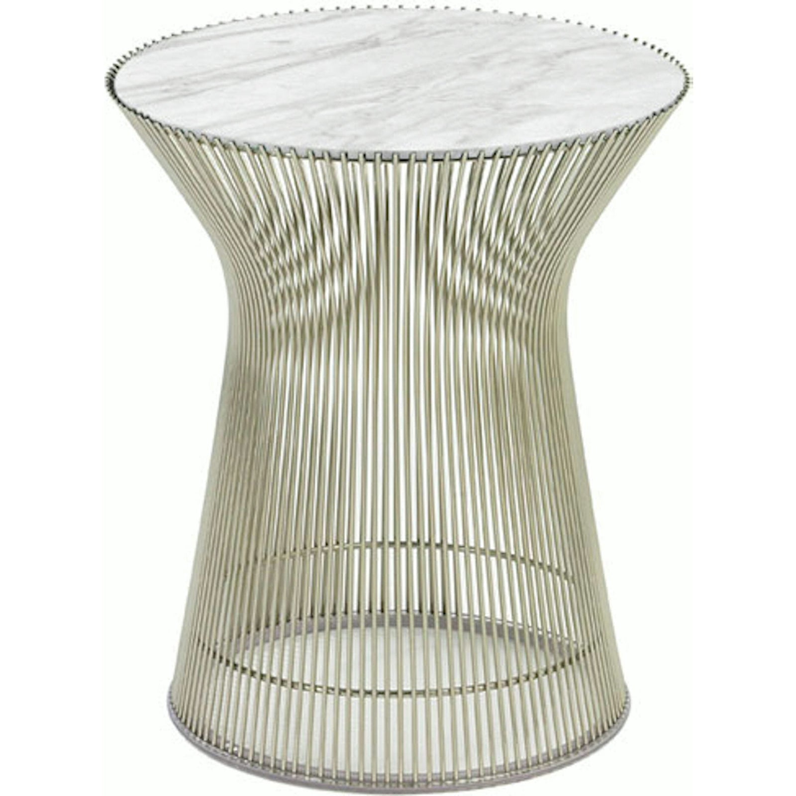 Platner Side Table side/end table Knoll Polished Nickel Carrara marble, Satin finish 