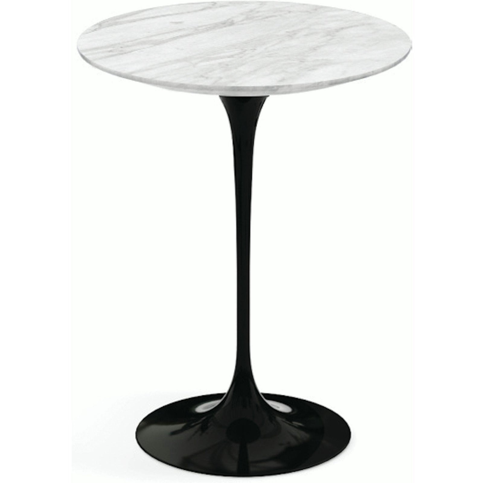Saarinen Side Table - 16" Round side/end table Knoll Black Carrara marble, Satin finish 
