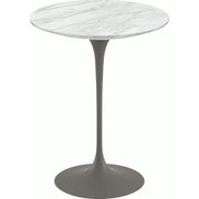 Saarinen Side Table - 16" Round side/end table Knoll Grey Carrara marble, Satin finish 