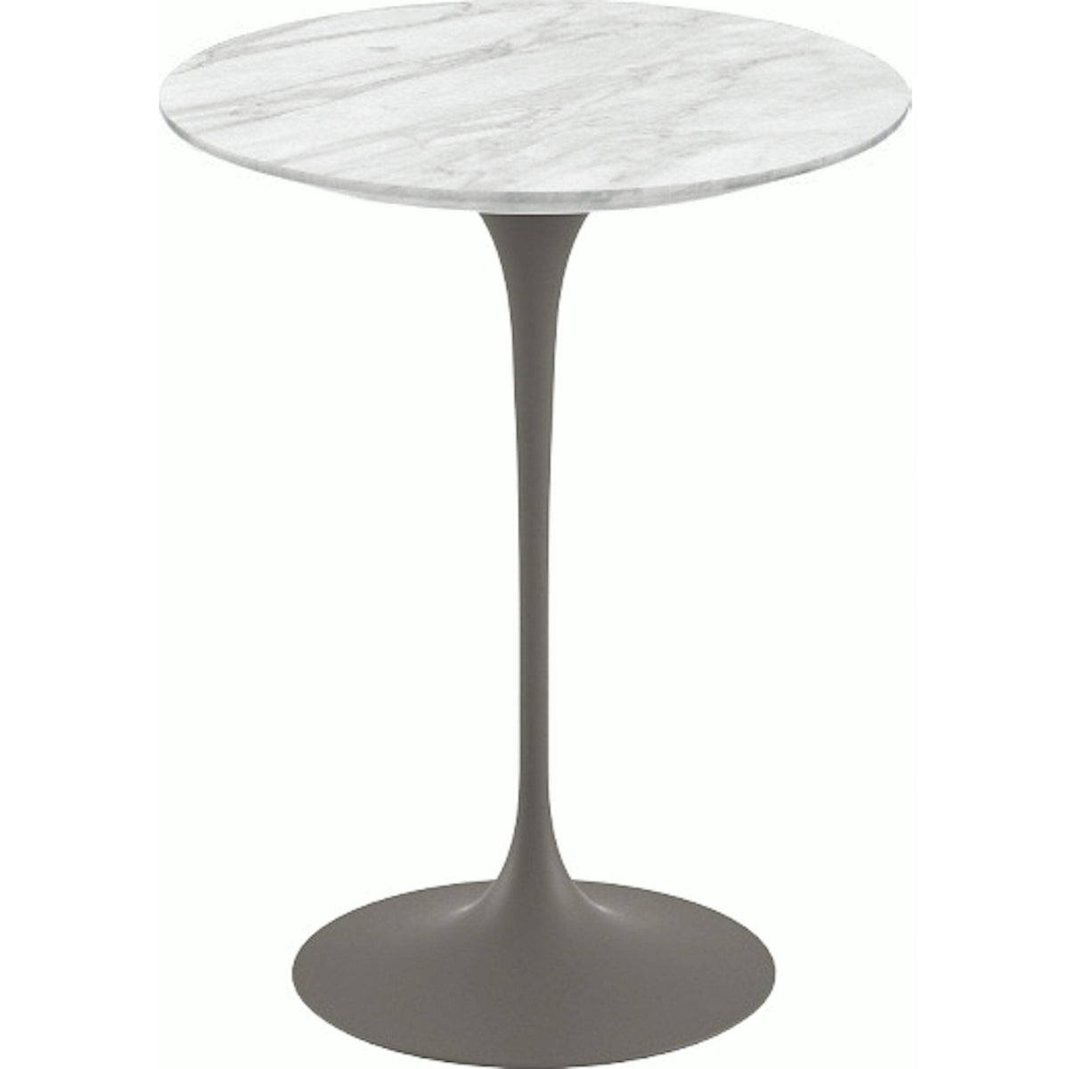 Saarinen Side Table - 16" Round side/end table Knoll Grey Carrara marble, Satin finish 