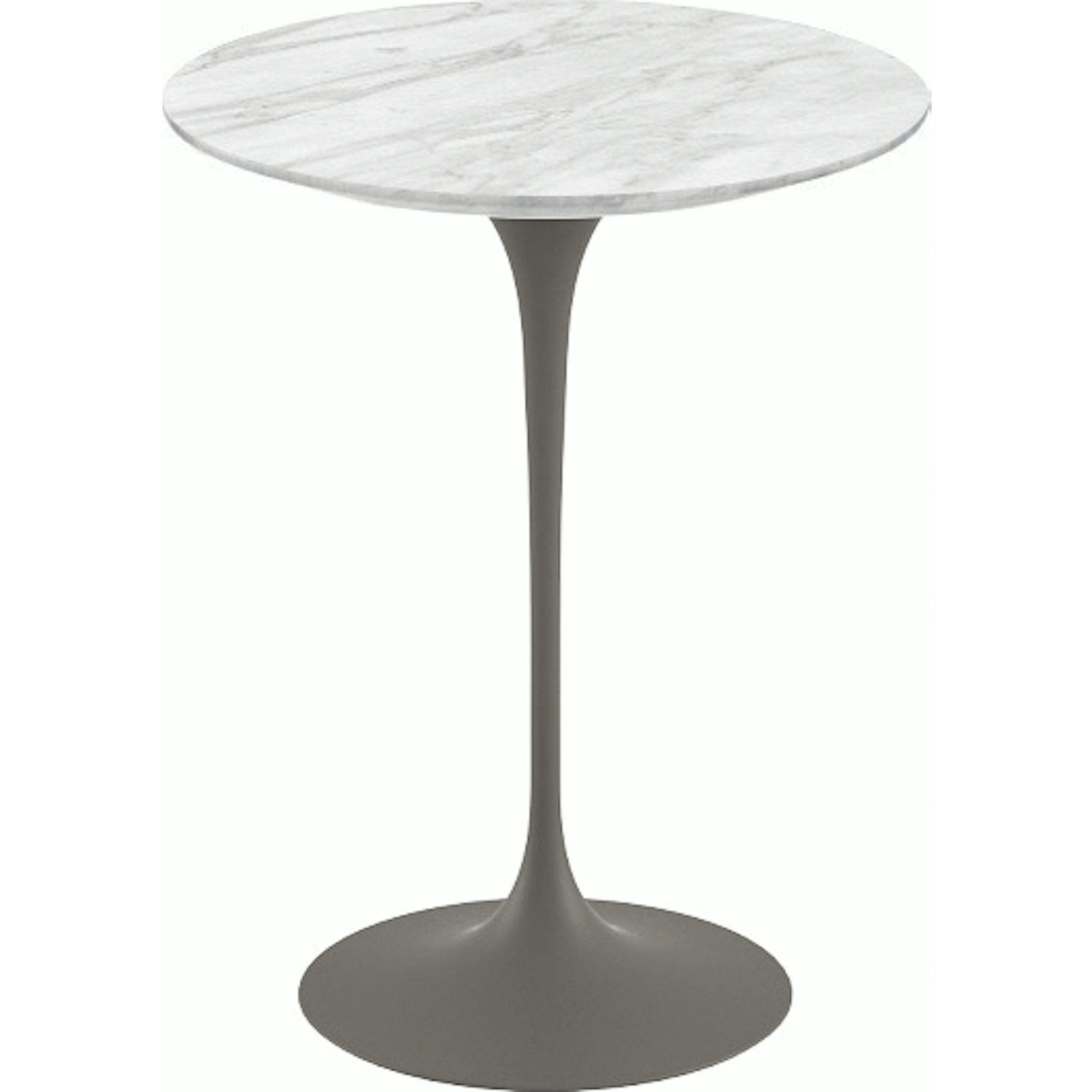 Saarinen Side Table - 16" Round side/end table Knoll Grey Carrara marble, Satin finish 