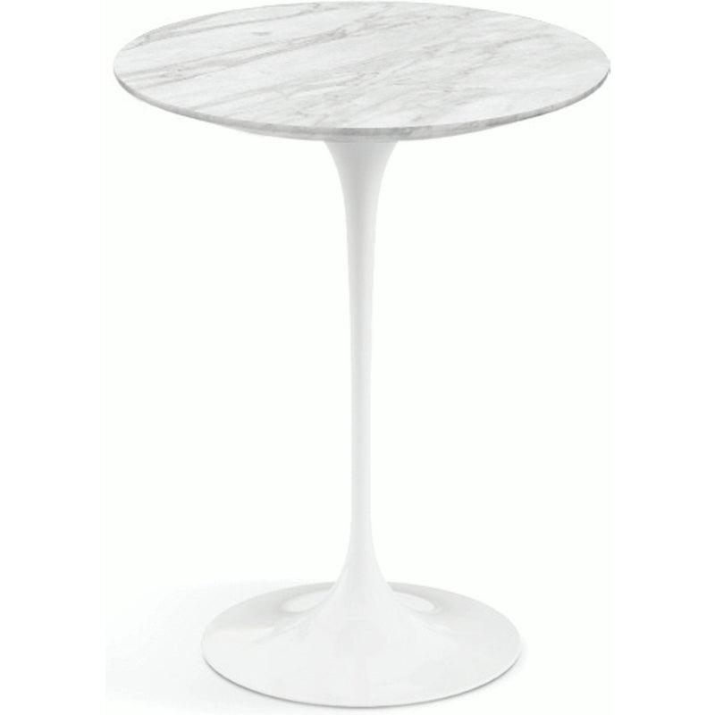 Saarinen Side Table - 16" Round side/end table Knoll White Carrara marble, Satin finish 