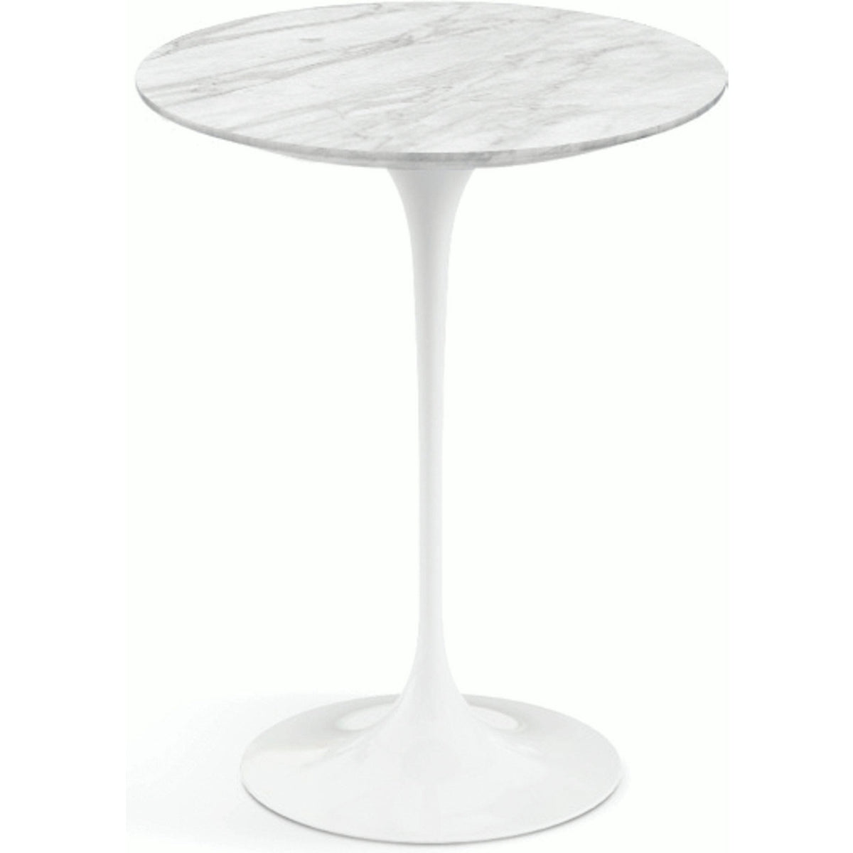 Saarinen Side Table - 16" Round side/end table Knoll White Carrara marble, Satin finish 