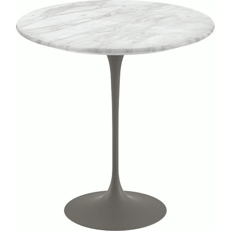 Saarinen Side Table - 20” Round side/end table Knoll Grey Carrara marble, Satin finish 