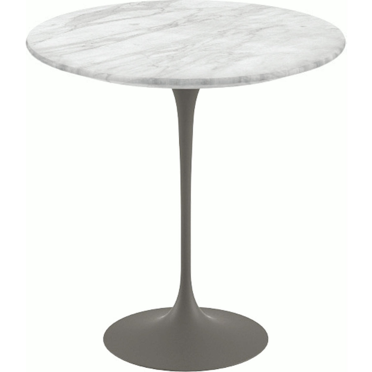 Saarinen Side Table - 20” Round side/end table Knoll Grey Carrara marble, Satin finish 
