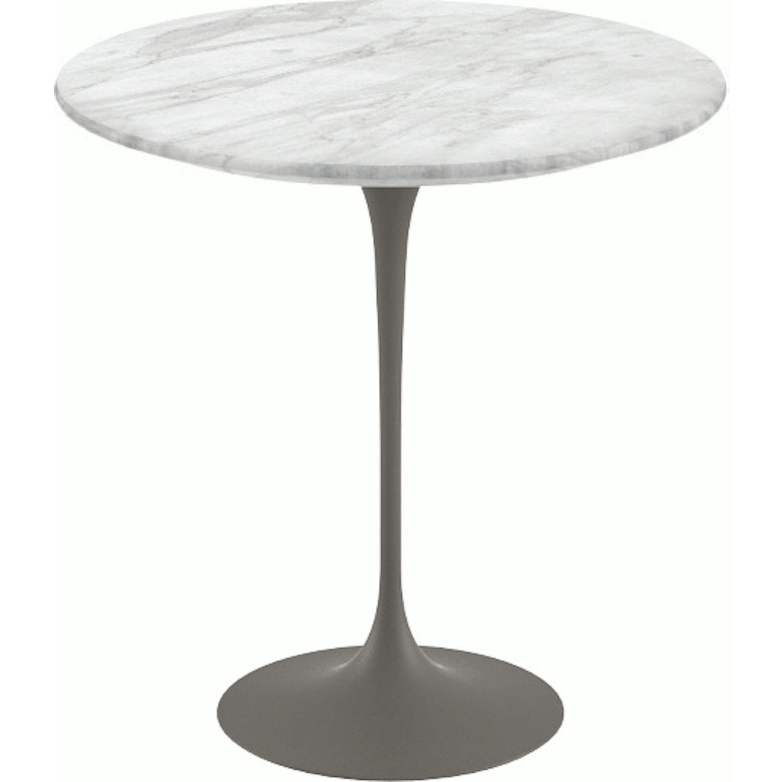 Saarinen Side Table - 20” Round side/end table Knoll Grey Carrara marble, Satin finish 