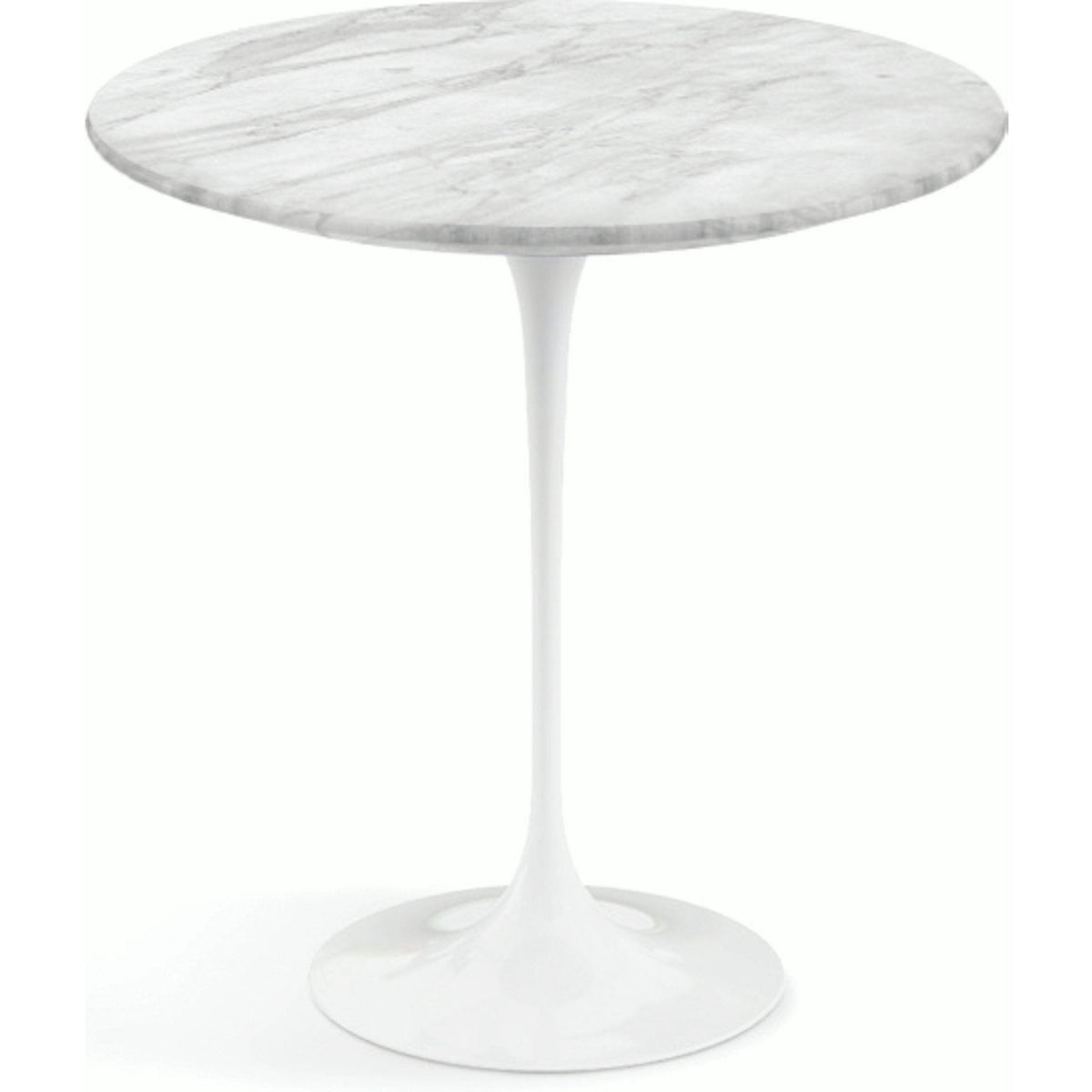 Saarinen Side Table - 20” Round side/end table Knoll White Carrara marble, Satin finish 