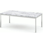 Florence Knoll Rectangular Coffee Table Coffee Tables Knoll polished chrome Carrara marble, Shiny finish 
