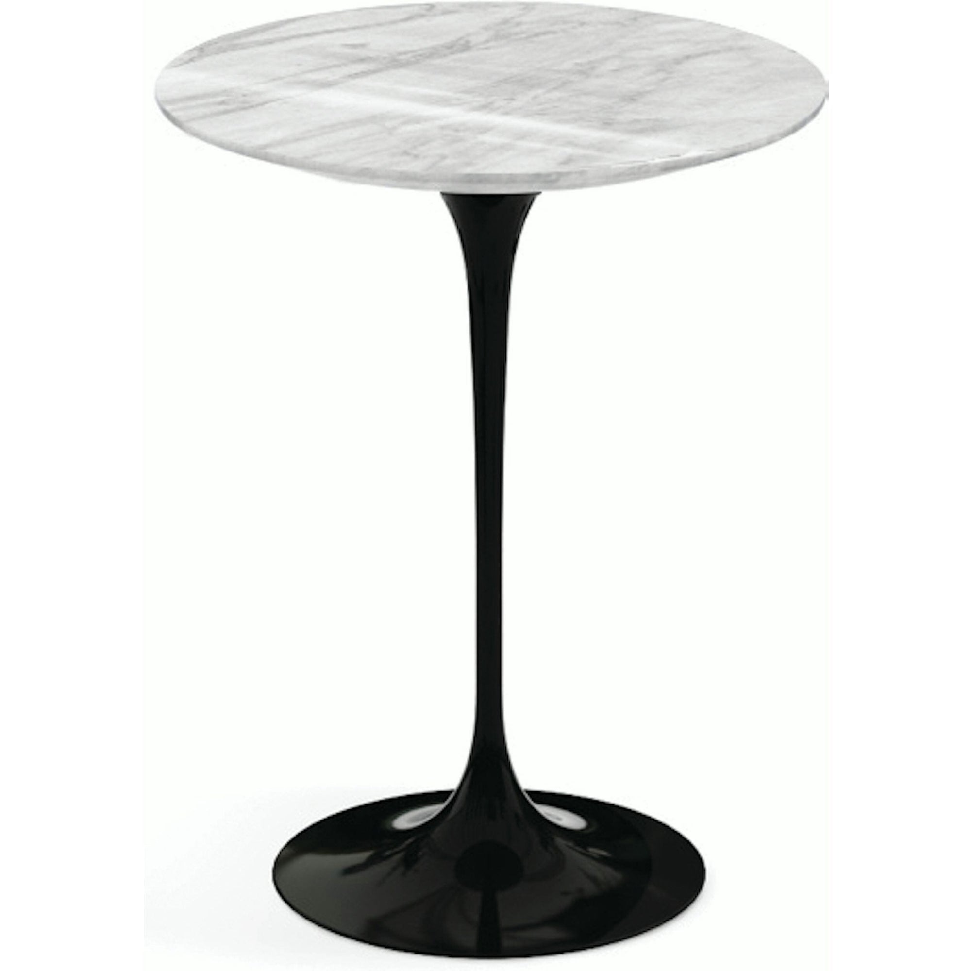 Saarinen Side Table - 16" Round side/end table Knoll Black Carrara marble, Shiny finish 