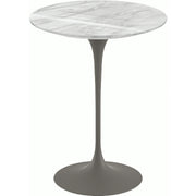Saarinen Side Table - 16" Round side/end table Knoll Grey Carrara marble, Shiny finish 