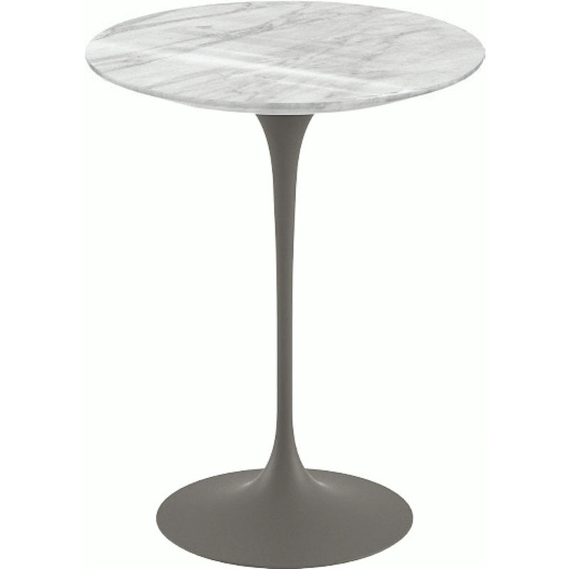 Saarinen Side Table - 16" Round side/end table Knoll Grey Carrara marble, Shiny finish 