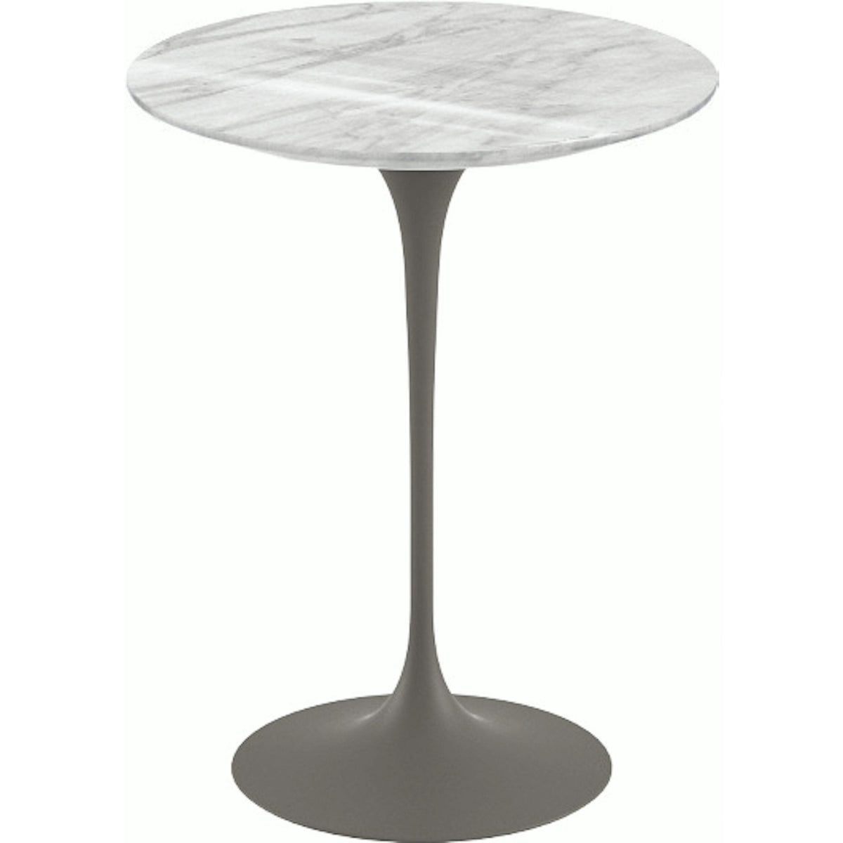 Saarinen Side Table - 16" Round side/end table Knoll Grey Carrara marble, Shiny finish 