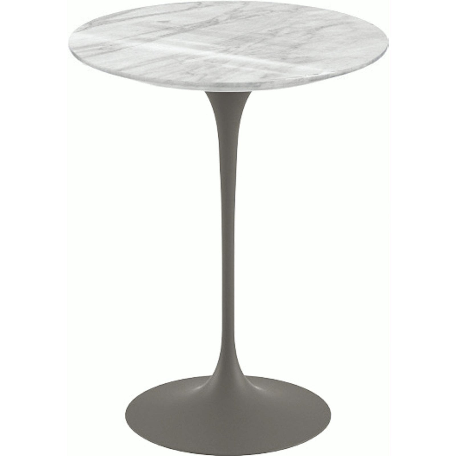 Saarinen Side Table - 16" Round side/end table Knoll Grey Carrara marble, Shiny finish 