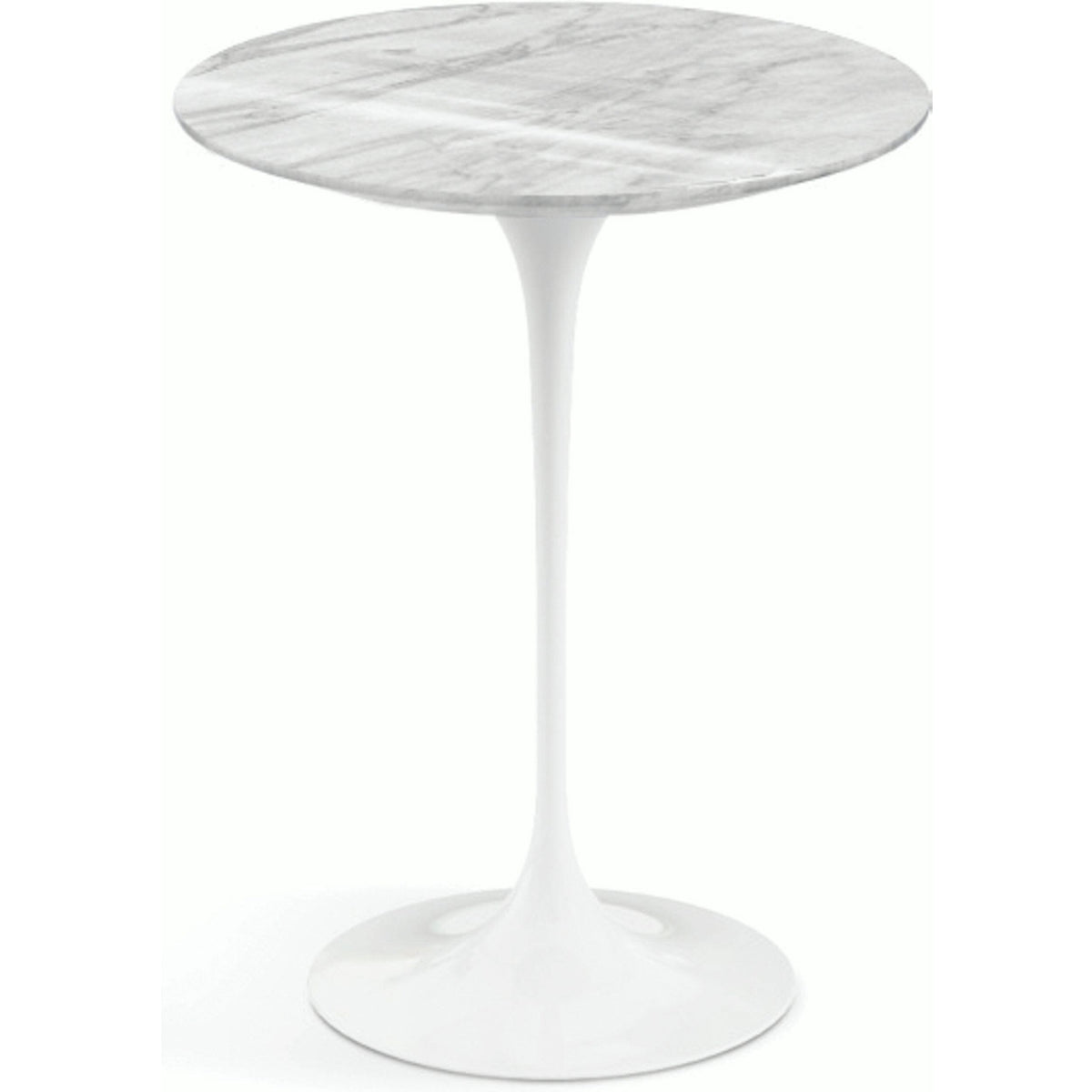 Saarinen Side Table - 16" Round side/end table Knoll White Carrara marble, Shiny finish 