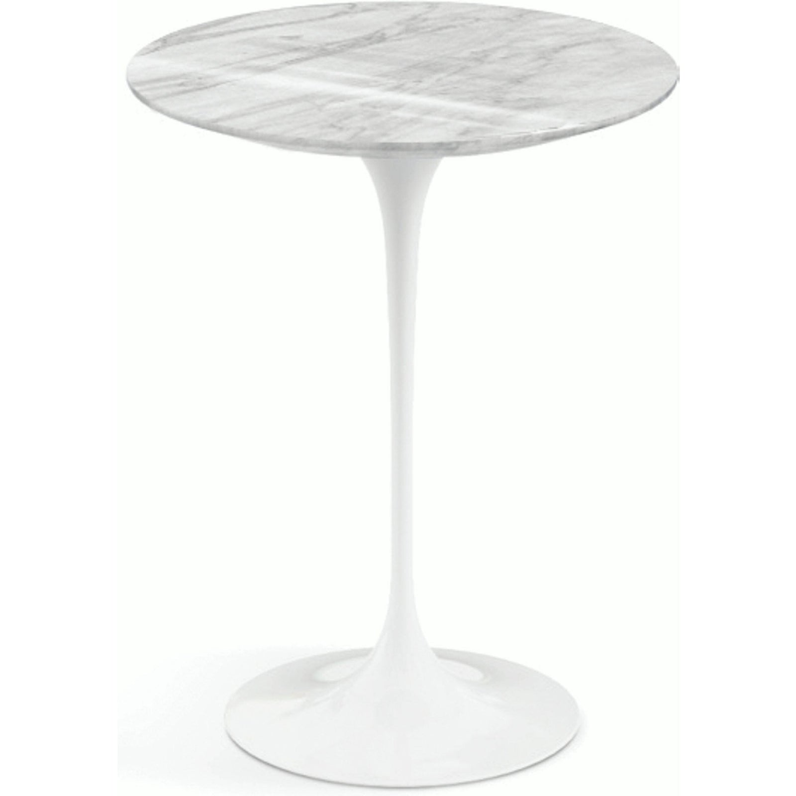 Saarinen Side Table - 16" Round side/end table Knoll White Carrara marble, Shiny finish 