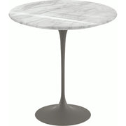 Saarinen Side Table - 20” Round side/end table Knoll Grey Carrara marble, Shiny finish 