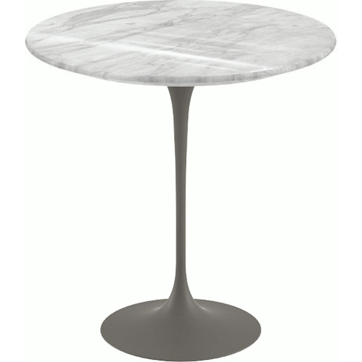Saarinen Side Table - 20” Round side/end table Knoll Grey Carrara marble, Shiny finish 