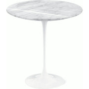 Saarinen Side Table - 20” Round side/end table Knoll White Carrara marble, Shiny finish 